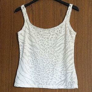 White Stretch Animal Burn Out Camisole Top M